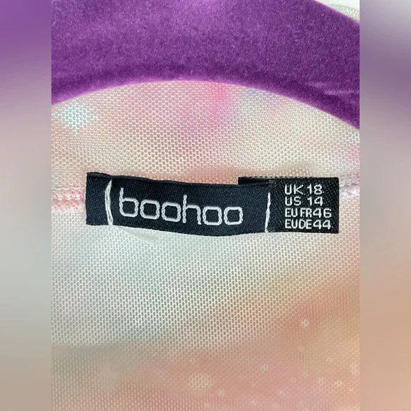BooHoo Cosmic Tie Dye Mesh Top - Size 14 - Picture 4 of 9